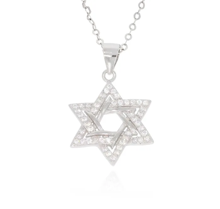 שרשרת מגן דוד כסף 925 בציפוי רודיום